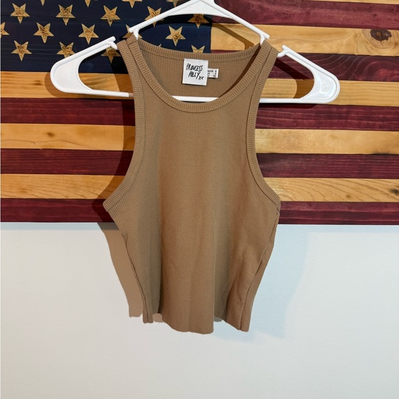 Princess Polly Tan Ribbed Tank Top size 2 - Picture 1 of 4